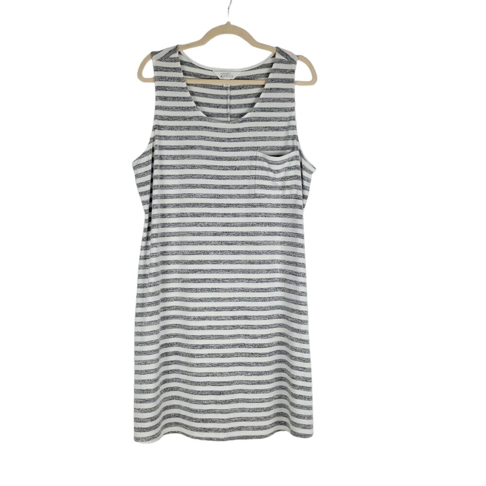 Market & Spruce Gray & White Stripe Meg Knit Swing Dress Stretch Plus Size XXL
